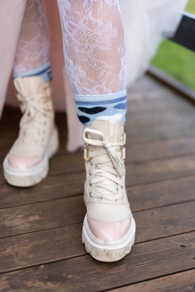 The bride's shoes for an outdoor micro wedding in Iceland